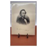 Engraving of Abraham Lincoln.