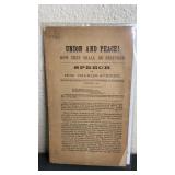 Booklet on Union and Peace Speach from 1861