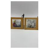 (2) Vintage  Political etching on glass.