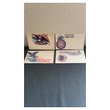 Set of 4 Vintage Colored engraved envelopes.