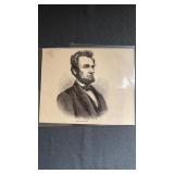 Clipping engraved portrait of Abraham Lincoln.
