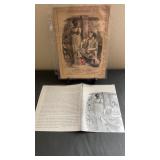 Engraved cartoon photo with Abraham Lincoln. 8" x