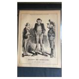 Engraved cartoon photo with Abraham Lincoln.