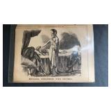 Engraved cartoon photo with Abraham Lincoln.