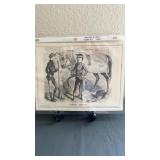 Engraved cartoon photo with Abraham Lincoln.