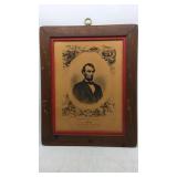 Vintage Engraving of Abraham Lincoln. Wood frame