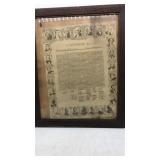 Framed Vintage Copy of the Declarations of
