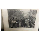Engraving of Abraham Lincoln enter Richmond. 6" x
