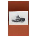 Engraved print of the White House. Capital