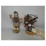 2 KACHINA Figures. Wolf and Star. Hand Crafted