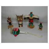 5 Assorted KACHINA Figures. Assorted sizes. Hand