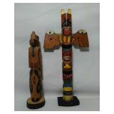 Hand Carved Totem poles. Standing approximately 8