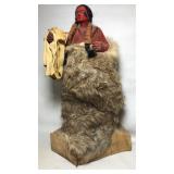 Native American Indian figure. Hand carved and