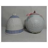LLADRO PORCELAIN ORNAMENTS. Winter Bell 1993, and