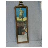 Vintage Wooden mirror with Native photo.  25"