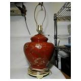 Hand painted Oriental Flower design, Glass Lamp.