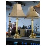 Pair of gold tone metal lamps. Tested and work.