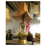 Vintage Green Ceramic Table lamp. Stands