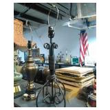 Unique Black ROD Iron lamp. Works. Stands