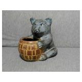 Clay Honey Bear planter. Heavy weight. Stands