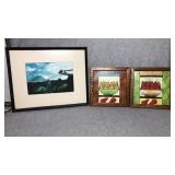 3 Assorted Framed Artwork. Blank framed matted is