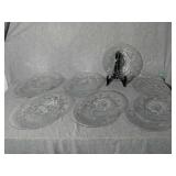 12 Clear Glass Luncheon plates. 8" Diameter. Cut