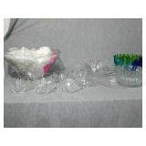 Mixed Glassware lot. Punch Bowl with 14 assorted