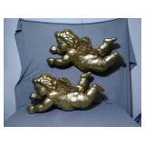 Pair of Hanging Curbs. Each is 25". Gold painted