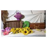 Wicker baskets and working flower light strands.