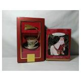 2 Decorative Christmas Ornaments. LENOX cup &