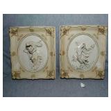 2 Decorative Ceramic Wall plaques. Hand painted.