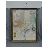 Framed Map Artwork. 25" X 31" rustic wooden