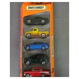 New Box set of 5 Assorted Matchbox cars by Mattel