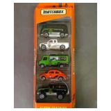 New Box set of 5 Assorted Matchbox cars by Mattel