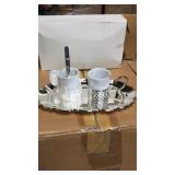 Lot of 72 sets of silver colored metal tray and