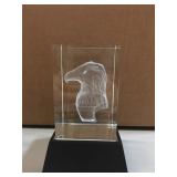 Lot of 3 glass laser etched eagle heads with