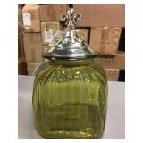 New Garden Ridge 7” green glass jar
