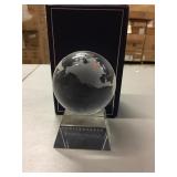 Lot of 13 glass United Global globe and pedestals