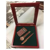 Lot of 23 Rosewood gift Sets with pen, watch, and