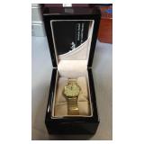 Belair Gold Watch in a wooden storage case