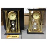 Pair of Benchmark Desk Clocks with hour glass