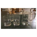 Set of USPS hi-ball crystal glasses and a crystal