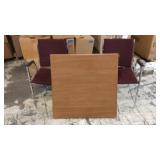 Faux wood card table and pair of chairs