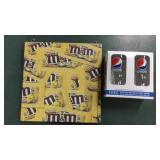 M&Ms hangin board and set of Pepsi glasses