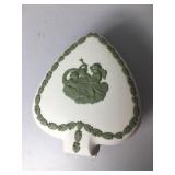 Wedgwood heart shaped green and white trinket box