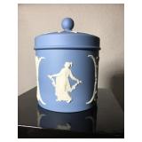 Wedgwood Blue and white dresser jar with lid