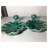 Pair of majolica accent dishes
