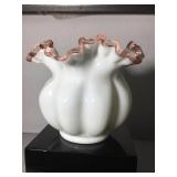 Fenton pink ruffled Bowl