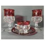 Pair of King Crown Goblets and 1 cup with saucer