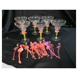 Lot of 6 Flamingo Plastic Margarita Stewart plus